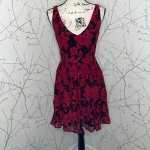 BB Dakota Floral Embroidered Black & Red‎ Dress, Size  2